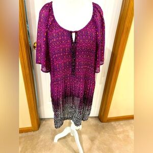 Catherines Vibrant PatternedTop sequined embellished accordion pleated boho chic